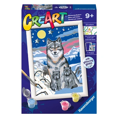 CreArt Peinture par numéros – Incroyable famille de loups