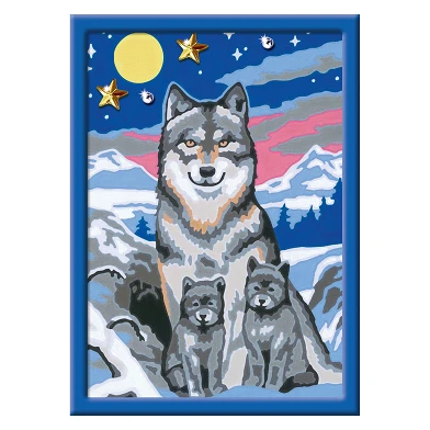 CreArt Peinture par numéros – Incroyable famille de loups