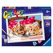 CreArt Schilderen op Nummer - Twee Knuffelige Katten