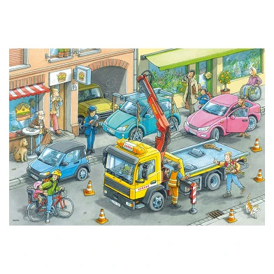 Puzzle Müllwagen und Abschleppwagen, 2x24 Teile.