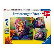 Puzzle Bébés de la jungle, 3x49pcs.
