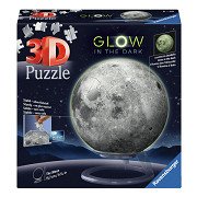Puzzle 3D Boule Lune qui brille dans le noir, 72 pièces.