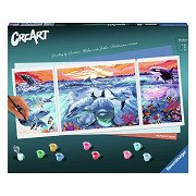 CreArt Schilderen op Nummer - Dolphins At Sunset
