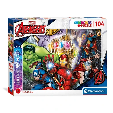 Clementoni Brilliant Puzzle Marvel Super-héros, 104 pièces.