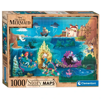 Clementoni Puzzle Carte du monde Petite Sirène, 1000 pièces.