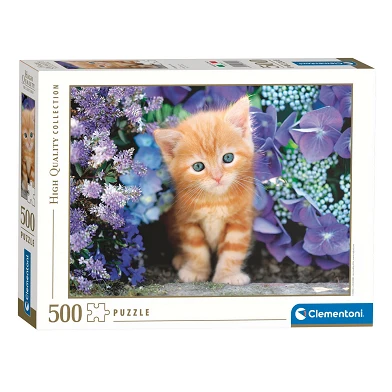 Clementoni Puzzle Chat avec Fleurs, 500 pièces.