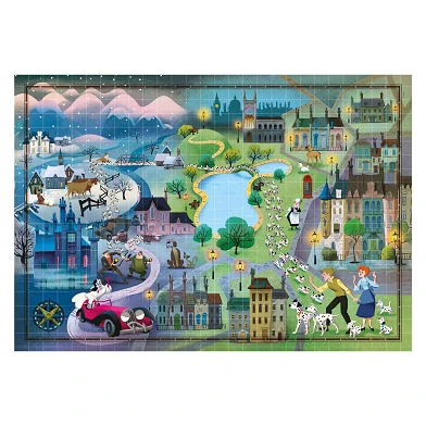 Clementoni Puzzle Carte du monde 101 Dalmatiens, 1000 pièces.
