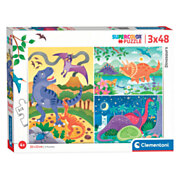 Clementoni Puzzle - Dinosaurier, 3x48st.