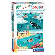 Clementoni Legpuzzel Super Color Life at Sea, 2x60st.