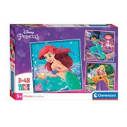 Clementoni Puzzle Super Color Square Disney Prinses, 3x48 Teile.