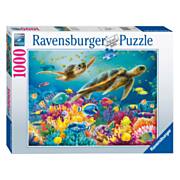 Blaues Unterwasserwelt-Puzzle, 1000 Teile.
