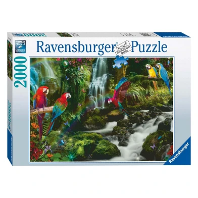 Bunte Papageien im Dschungel-Puzzle, 2000 Teile.