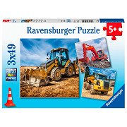 Baumaschinen im Einsatz Puzzle, 3x49st.