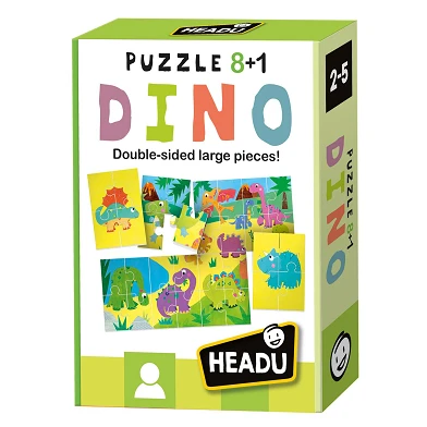 Headu Puzzle Double face 8 en 1 Dinosaure