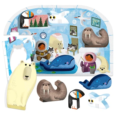 Headu Mon premier puzzle Pôle Nord avec 5 animaux en bois