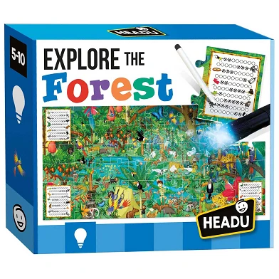 Headu Puzzlespiel Discover Forest mit Taschenlampe, 62 Teile. (UND)