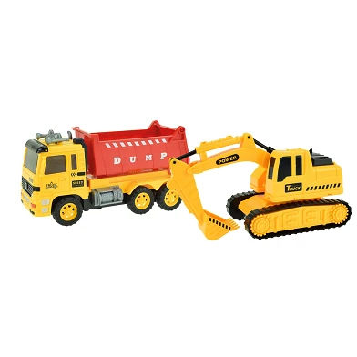 Cars et camions Camion à benne basculante avec excavatrice
