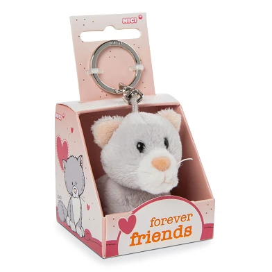 Nici Porte-clés en peluche Chat Forever Friends dans une boîte cadeau, 6 cm