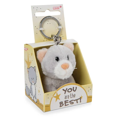 Nici Porte-clés en peluche Chat You are the Best dans une boîte cadeau, 6 cm