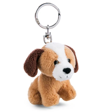 Nici Porte-clés en peluche chien Joyeux anniversaire dans une boîte cadeau, 6 cm
