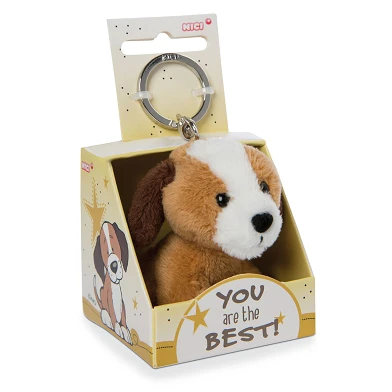 Nici Porte-clés en peluche chien You are the Best dans une boîte cadeau, 6 cm