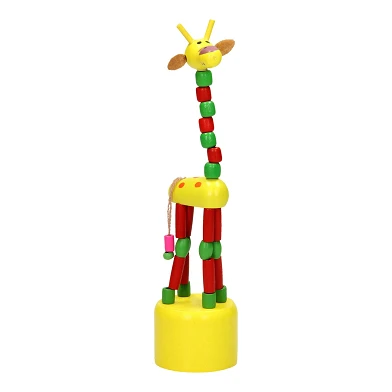 Poupée à pousser en bois Girafe colorée