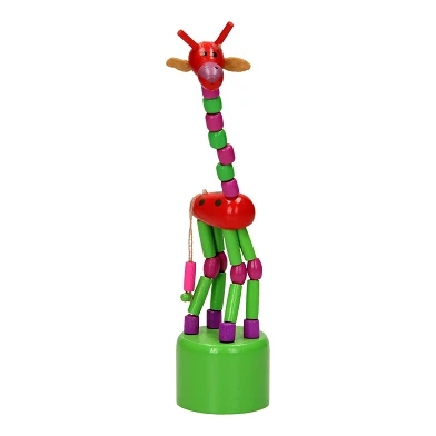 Houten Drukpop Giraffe Gekleurd