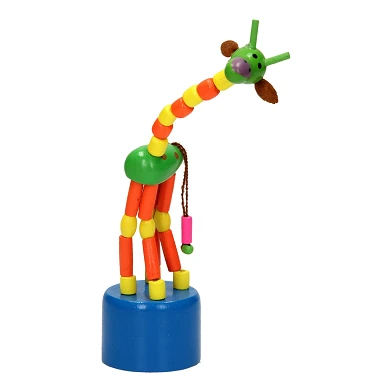 Poupée à pousser en bois Girafe colorée