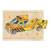 Holzblasen-Puzzle Krankenwagen, 9tlg.