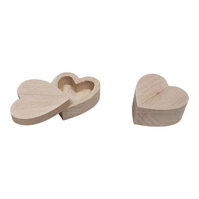 Boîte à bijoux forme coeur en bois de hêtre