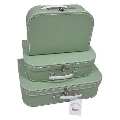 Set de valises en carton vert, 3pcs.