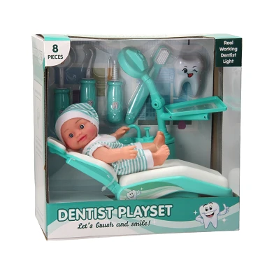 Coffret de jeu de dentiste avec poupée