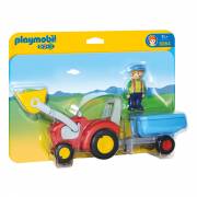 Playmobil 1.2.3. Boer met Tractor en Aanhangwagen - 6964