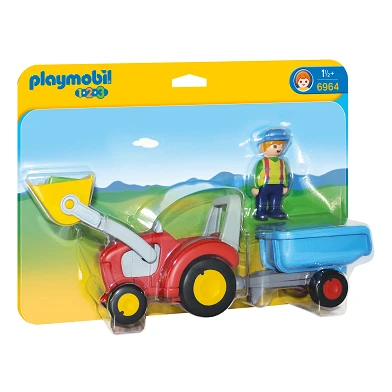 Playmobil 1.2.3. Bauer mit Traktor und Anhänger - 6964