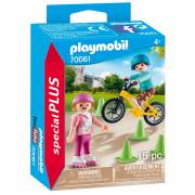 Playmobil 70061 Kinder mit Fahrrad und Schlittschuhen