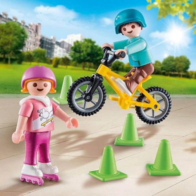 Playmobil 70061 Kinderen met Fiets en Skates