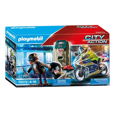 Playmobil City Action Polizeimotorrad Verfolgung des Geldräubers – 70572