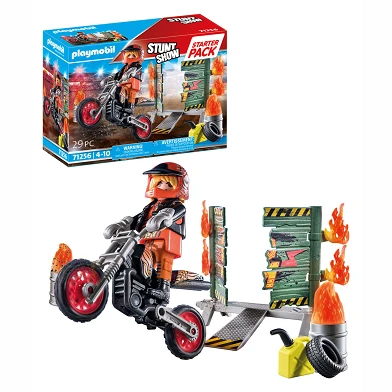 Playmobil Starterpack Stunt Show Motor avec Fire Wall - 71256
