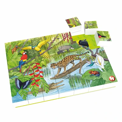 Hubelino Block Puzzle Animaux sauvages dans la forêt tropicale, 35e.