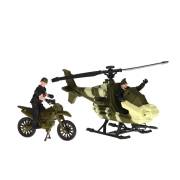 Armee-Spielset – Hubschrauber und Motorrad