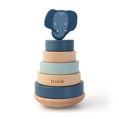 Jouets empilables en bois Trixie - Mme. Éléphant, 7 parties.