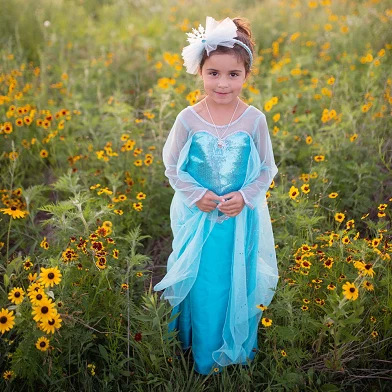 Verkleidungskleid Eiskönigin mit Umhang, 5-6 Jahre