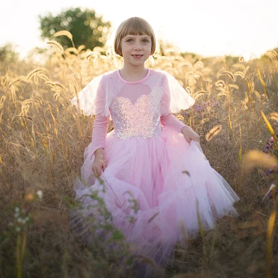 Robe de princesse rose élégante, 3-4 ans