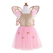Anziehkleid Schmetterling Gold mit Flügeln, 5-7 Jahre