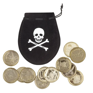 Sac d'argent Pirate + 12 pièces
