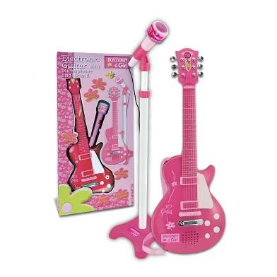 Bontempi E-Gitarre mit Mikrofon Pink