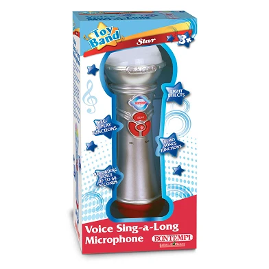 Bontempi Karaoke-Mikrofon mit Aufnahmefunktion, Silberblau