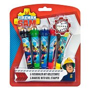 Feuerwehrmann Sam Rollenstempelstifte, 5 Stück.