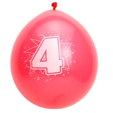 Ballons numérotés 4 ans, 8 pièces.