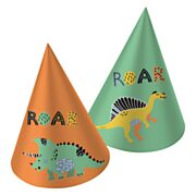 Papier Partyhüte Dino Roars, 6St.